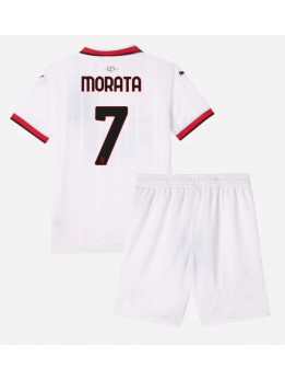 AC Milan Alvaro Morata #7 Replika Borta Kläder Barn 2024-25 Kortärmad (+ byxor)